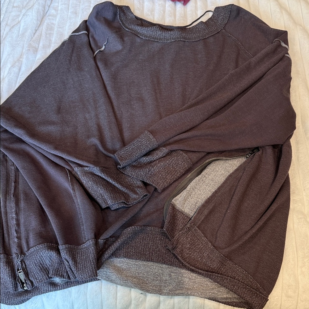 FP Movement by Free People Chocolate Brown Long Sleeve Pullover Hoodie